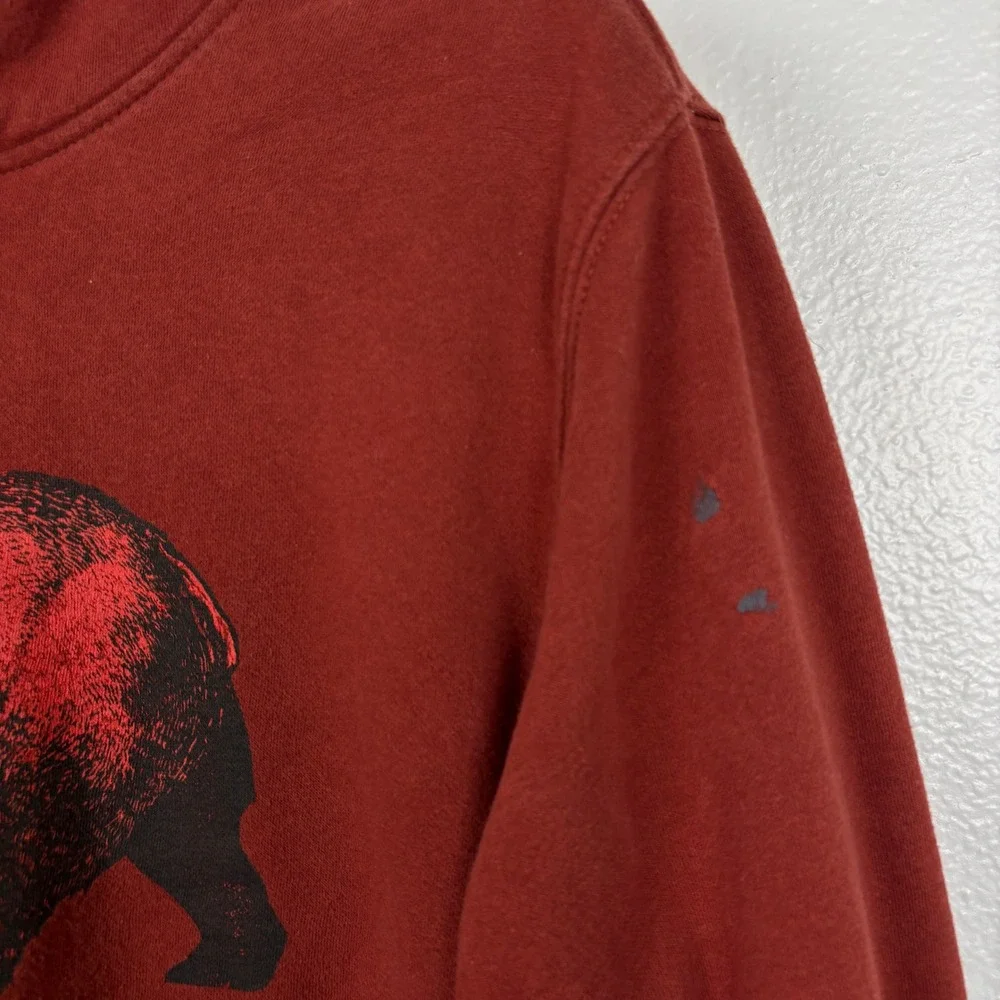 The North Face Bear Graphic Hoodie Mens M Rust Red Pullover Sweatshirt